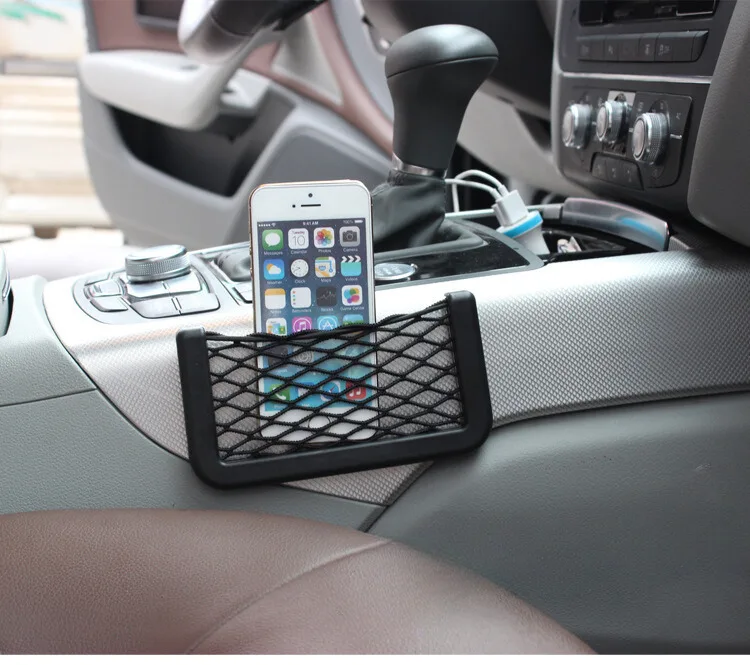 Universal Car Seat Organizer Multi-Function Mobile Phone Holder Travel-friendly ABS Nylon Plastic Mesh Storage Bag for Autos