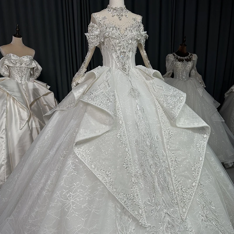Jancember XS007 2023 Ball Gown Wedding Dress - Illusion Neckline