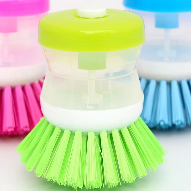 Kitchen Wash Tool Pot Dish Brush with Washing up Liquid Soap Dispenser  Plastic Brush Factory Cleaning Brushes Hand Sustainable