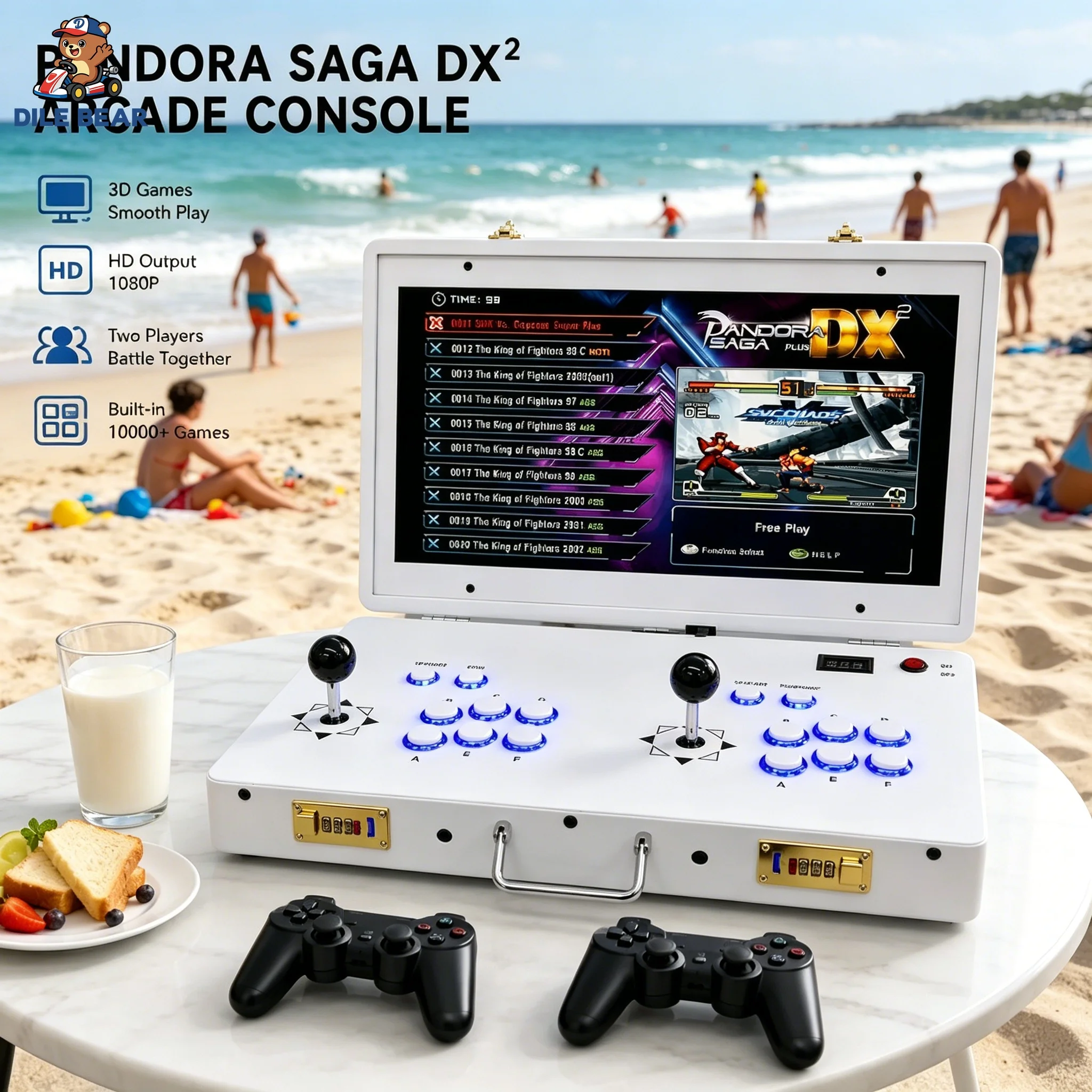 HD 21 Inch Screen Suitcase Arcade Machine 30000 Games Pandora Saga