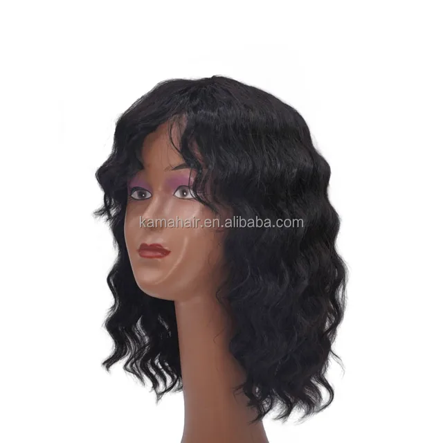 KAMA Indian Virgin Water Wave Full Lace Bob Prepluked 100% Human Hair Wigs Transparent Lace Short Bob Wig for Black Women
