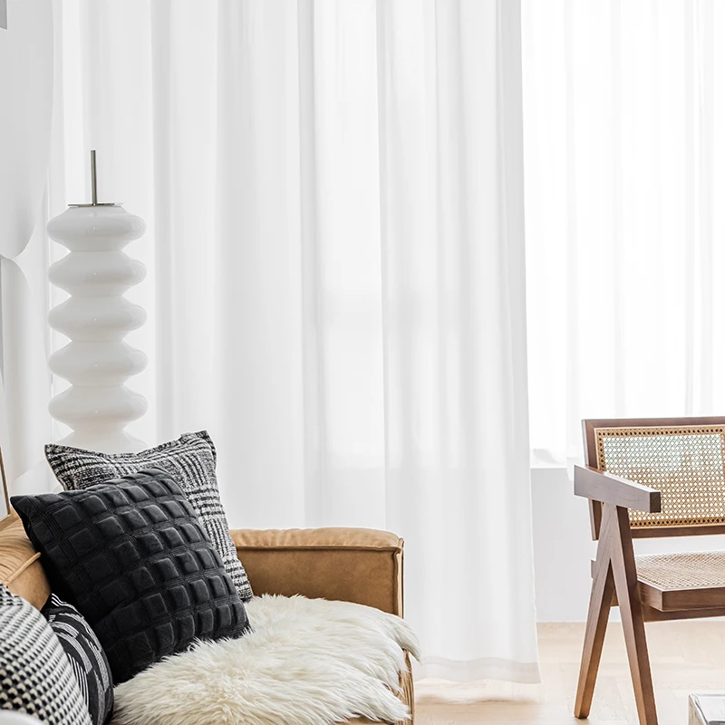 Innermor Super Soft Great Hand Feeling White Tulle Curtains for Living Room Decoration Modern Veil Chiffon Solid Sheer Voile
