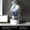 Base per ornamento da pavimento con lanterna lunare da astronauta - Blu-Grigio