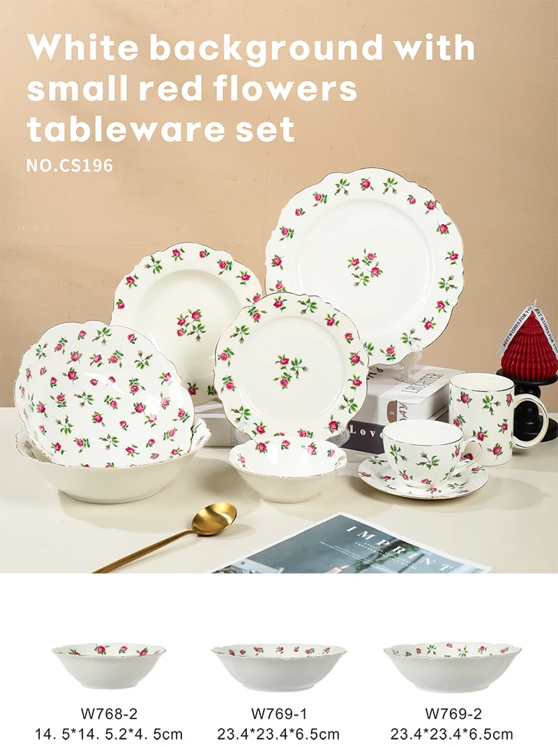 product wholesale floral ceramic plate porcelain dinner set kitchen tablewares wedding plates restaurant ceramic tableware set-1