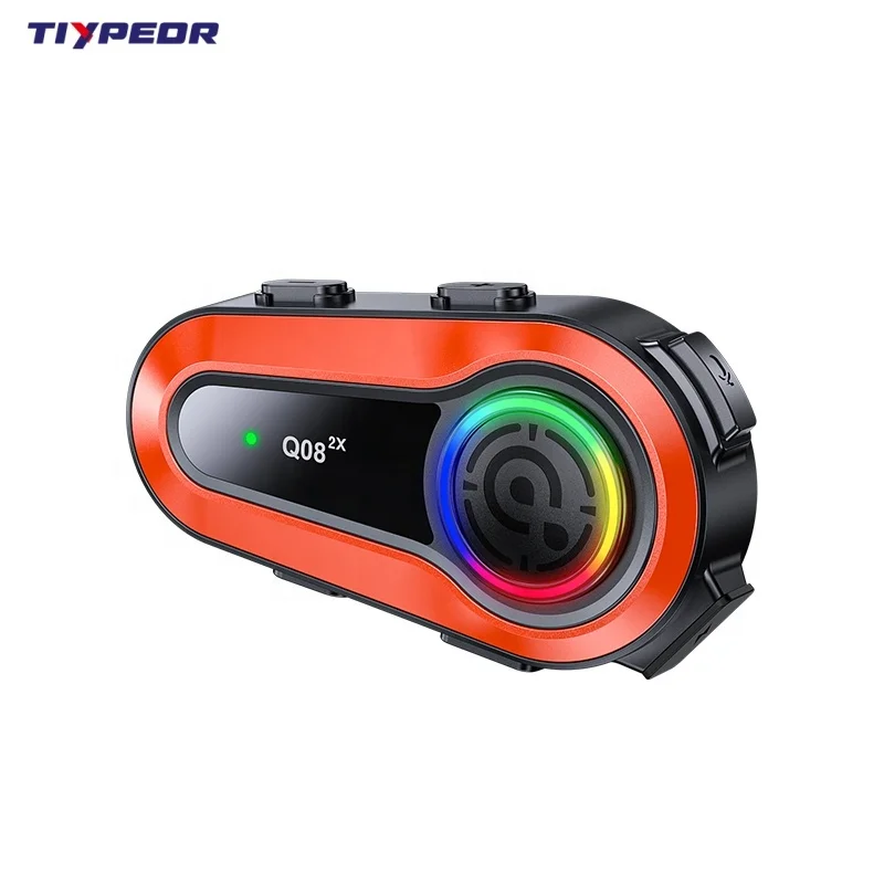 TIYPEOR Wireless Waterproof Open-Ear Bluetooth Helmet Headset Earbuds with LED Battery Indicator FM Radio for Motorcycles