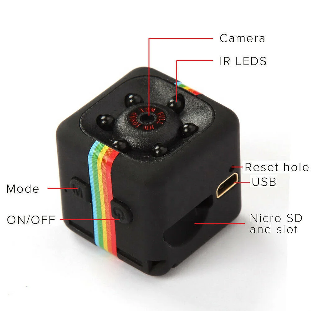 SQ11 SQ8 Mini Security Camera 1080P HD CMOS Sensor 150 Wide Angle Night Vision with MicroSD Support