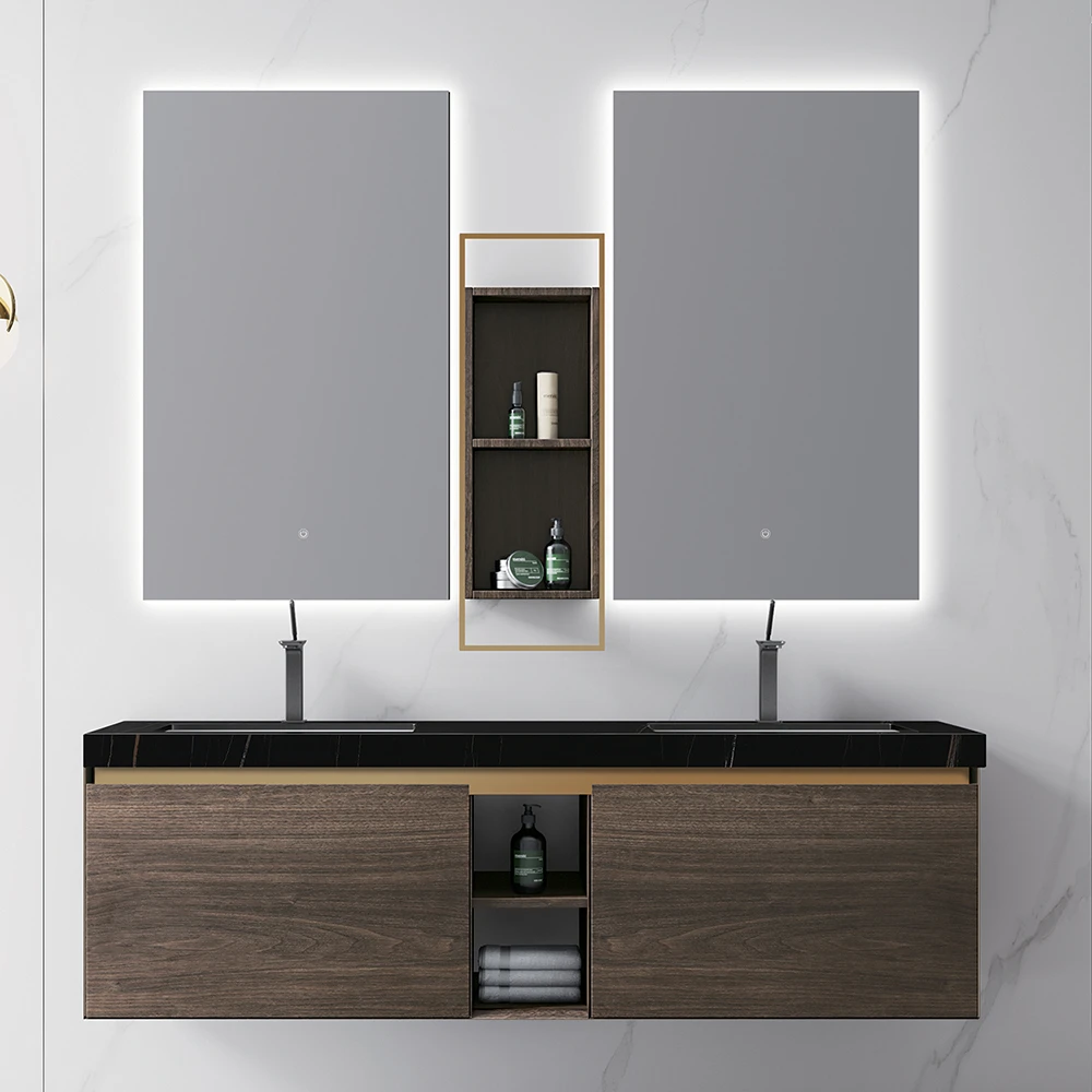 wood double bathroom vanities