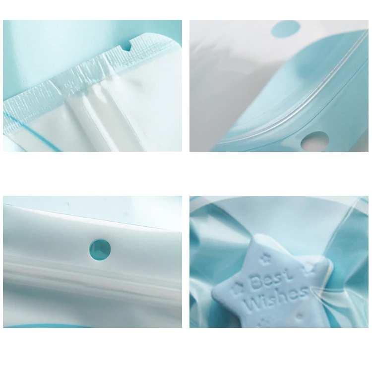Custom Logo Macaron Pink Color Mylar Ziplock Bag Sealable Packaging  Bags with One Side Clear for Makeup Brush Eyelash