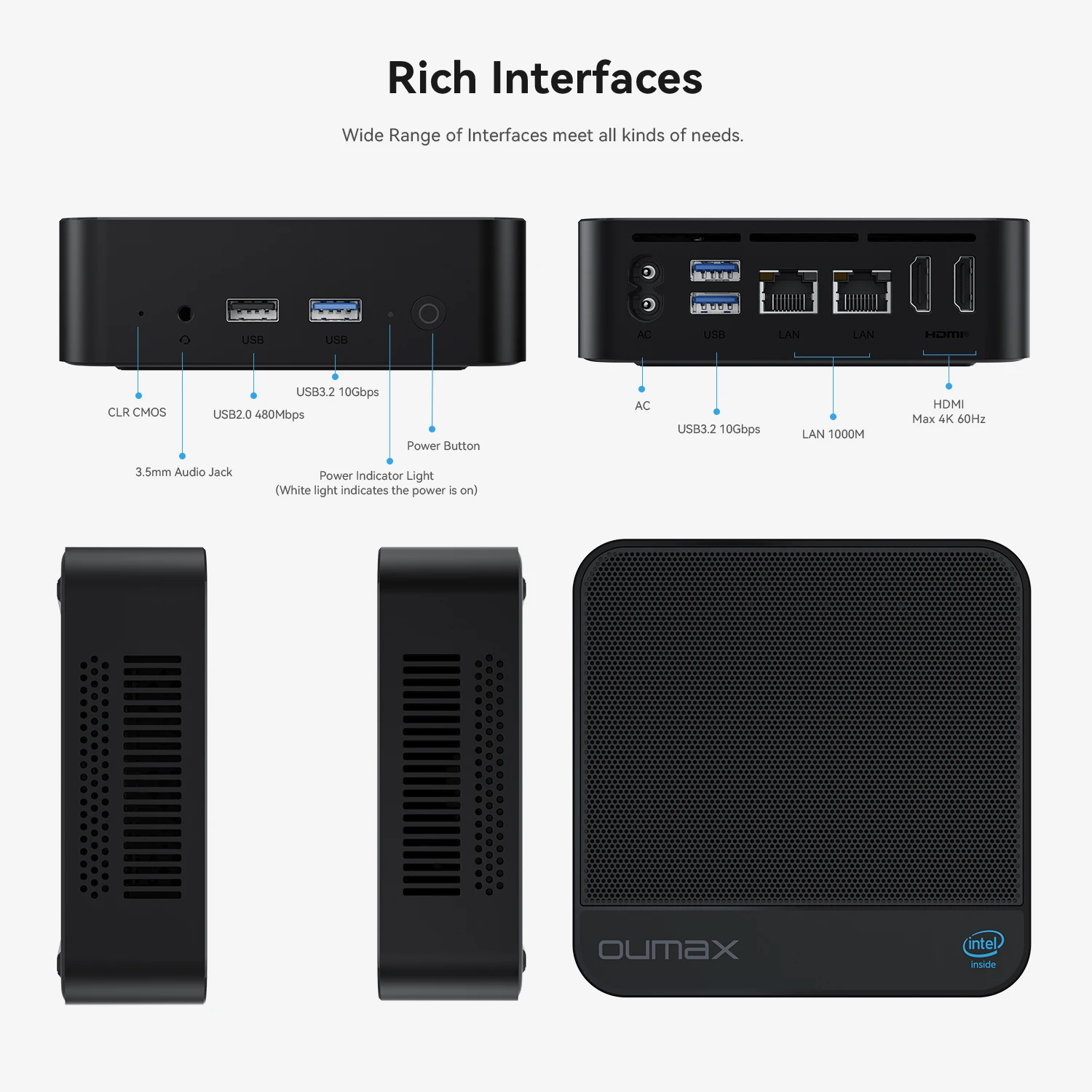 OUMAX MAX N150 Intel N150 16G+500G Mini PC for Gaming & Work