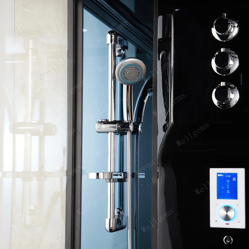 Black Steam Room with Wood Sauna Combined