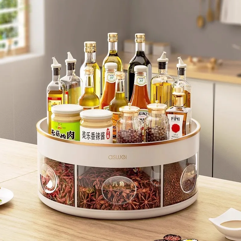 Kitchen Storage Rack, Storage Box, Rotating Seasoning Rack, Multifunctional Tool for Organizing Boxes, Seasoning Bottles
