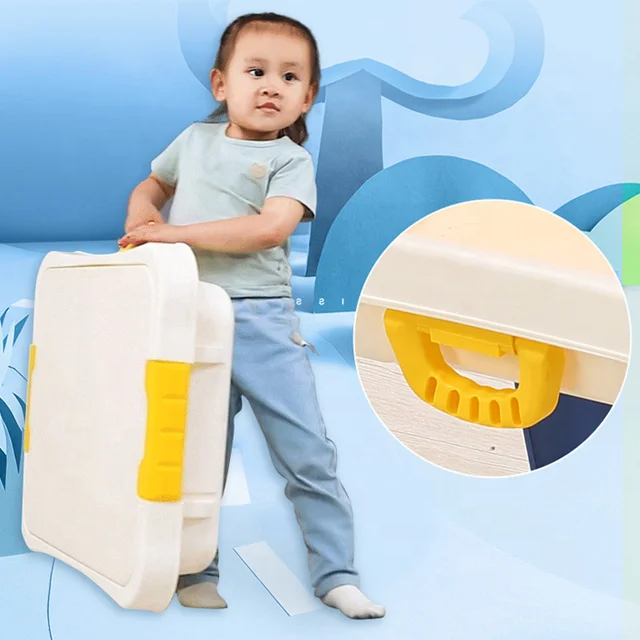 Kids Learning Playing Modular Building Block Table