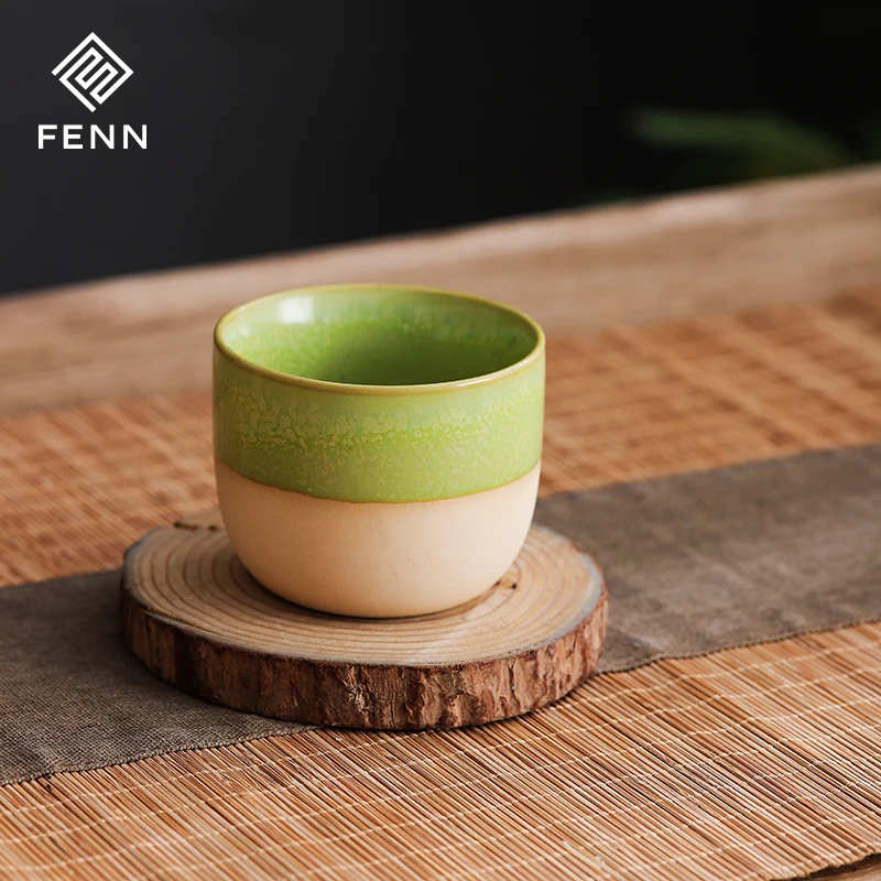  wholesale tea cup stoneware coffee mug green glazed ceramic cup sublimation for tea-60