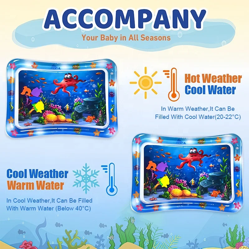 Mart New Design PVC Tummy Time Infant Mat Baby Water Mat Toys Kids Inflatable Water Play Mat