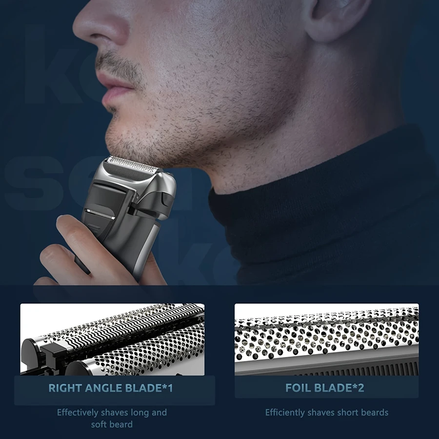 Professional USB Rechargeable Electric Shaver Twin Blades Head Razor with Foil Shaver for Beards Trims for Household RV Use details
