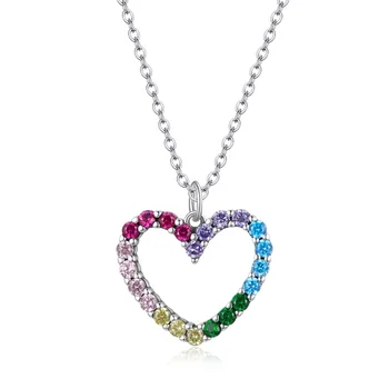 2022 luxury colorful magnet heart Fashion sterling silver Design Women Long Jewelry Wholesale Gold Chain Pendant Necklace