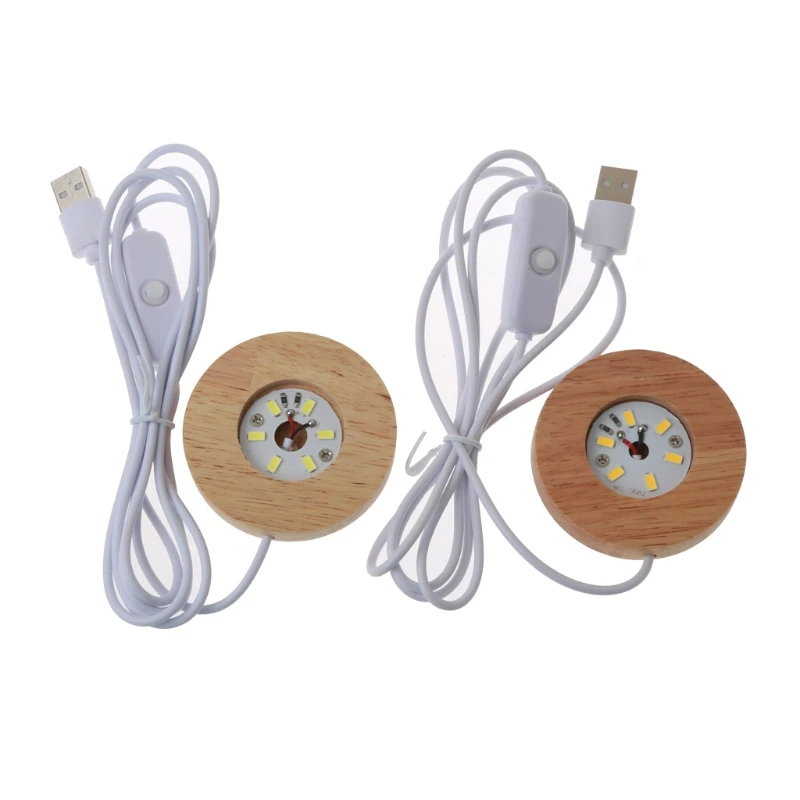4 Socles Lumineux LED En Bois 8x2 Cm - 3 Couleurs Réglables (blanc, Chaud, Blanc Chaud), Alimentation USB