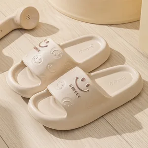 New Women's EVA Thick for Slippers Non-Slip Indoor Home Bathroom Bathing Cute Open Fluffy Bread Design Summer Outer Wear