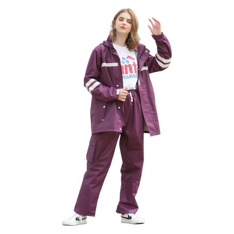Hot Sale 3M High Reflective Raincoats Adult Outdoor Work Fashion Raincoat Unisex Hooded Waterproof Suit