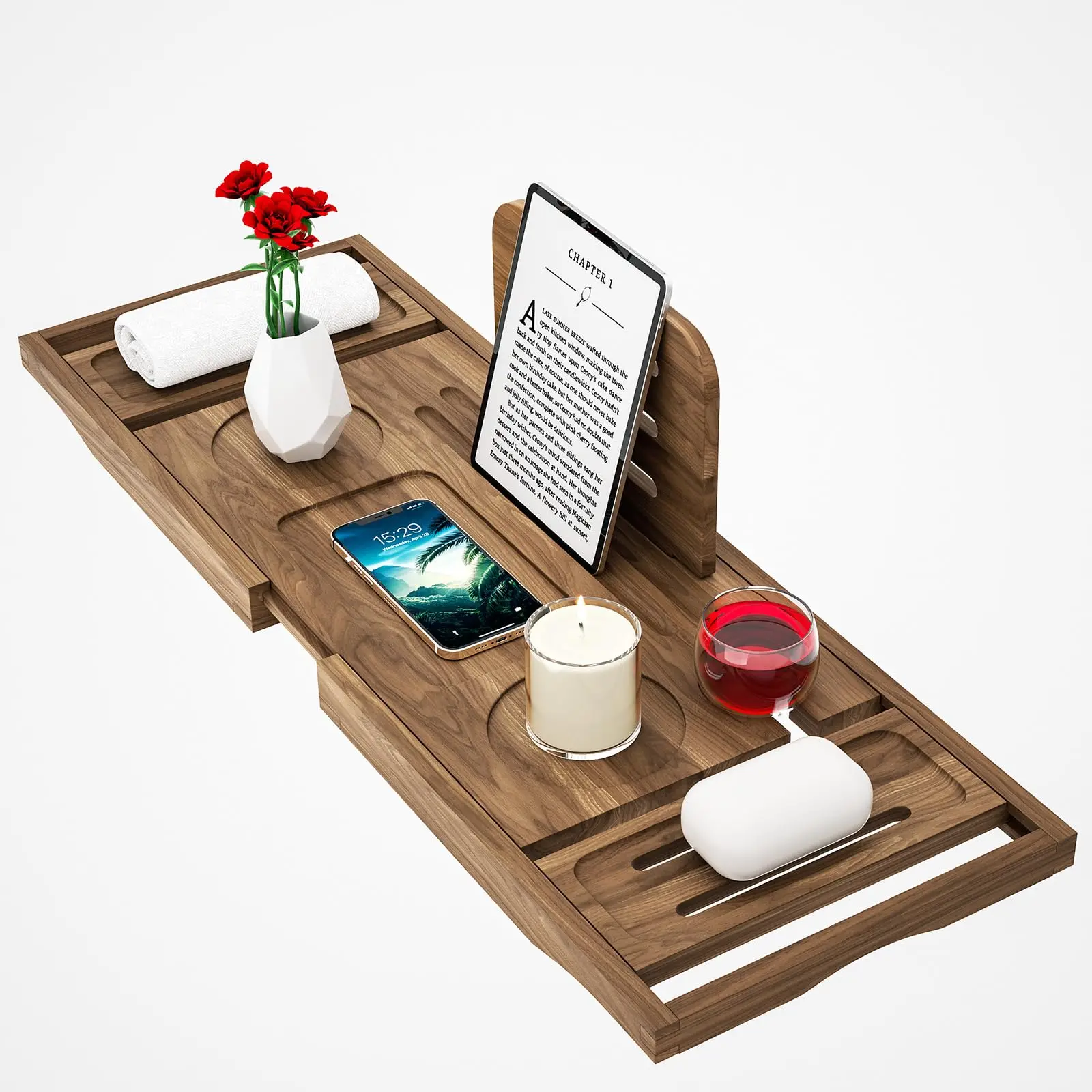 New Product Factory Wholesale Teak Wood Bathtub Tray Bath Tray Bathtub Rack for Bathroom Use