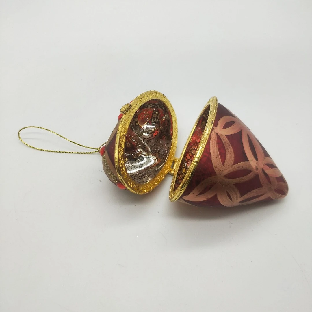 2022 New Arrival Blown Openable Filling Christmas Tree Glass Love Heart Shaped Ornaments Ball Gold Bauble for Xmas Hanging Decor