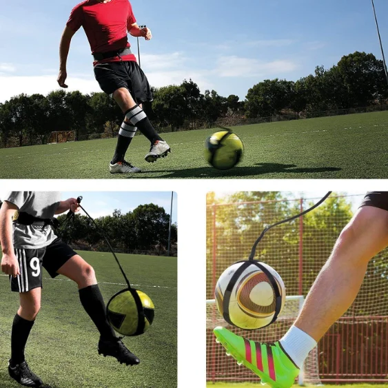 product customized logo football training assist equipment portable adjustable belt soccer trainer for string kick solo soccer practice-7