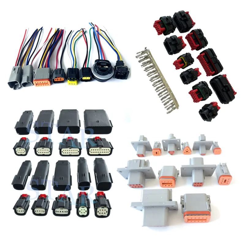 QUOTRE Lot de 151 Connecteurs Allemands pour Voiture, 2/3/4/6 Broches étanches, avec Pince à Sertir pour 0,5-2.5mm²(AWG 20-16), kit de Connecteurs Allemands, pour Voiture, Moto, Camion, Bateau