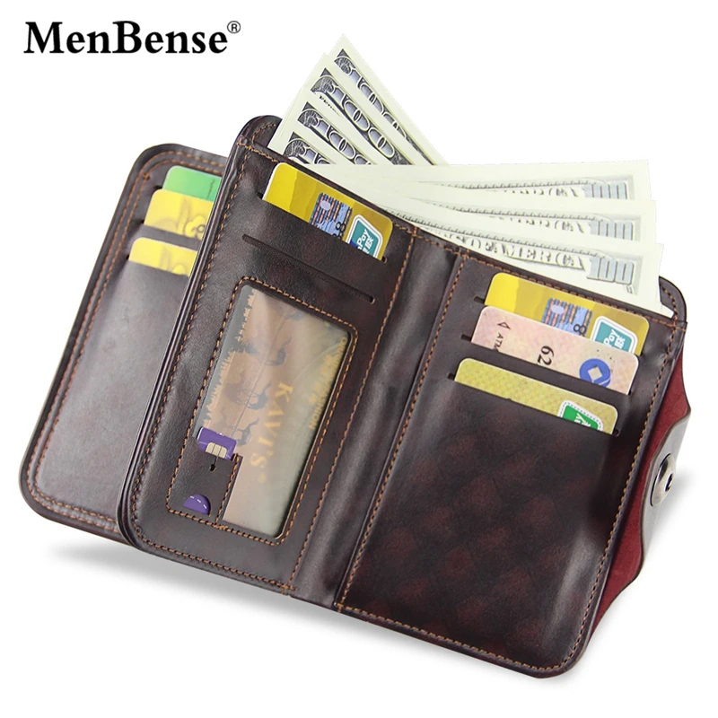 Fashion PU Leather Mens Wallet Three Fold Thin Wallets Credit Card