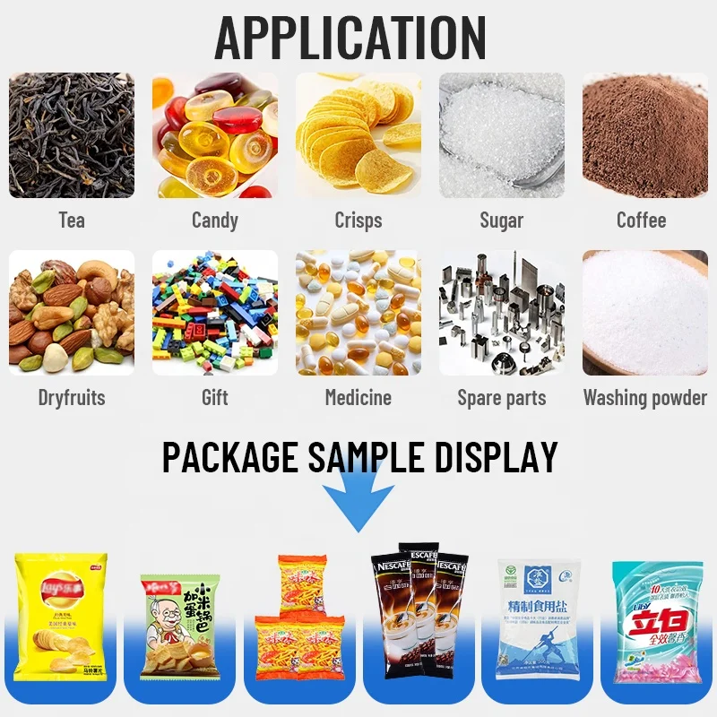 Fully Automatic High-Accuracy 50g-1kg Multi-Function Filling Capping Machine Labeling for Grains Beans Pouch/Film