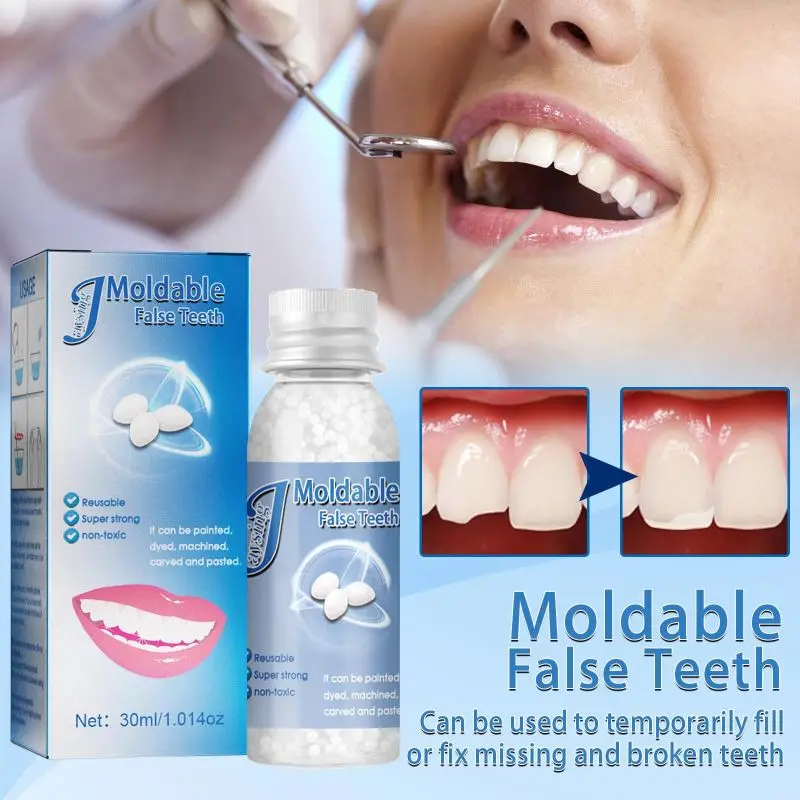 30g Resin That Fit Solid Temporary Repair Set Moldable Teeth and Gap False Glue Denture Tooth Care