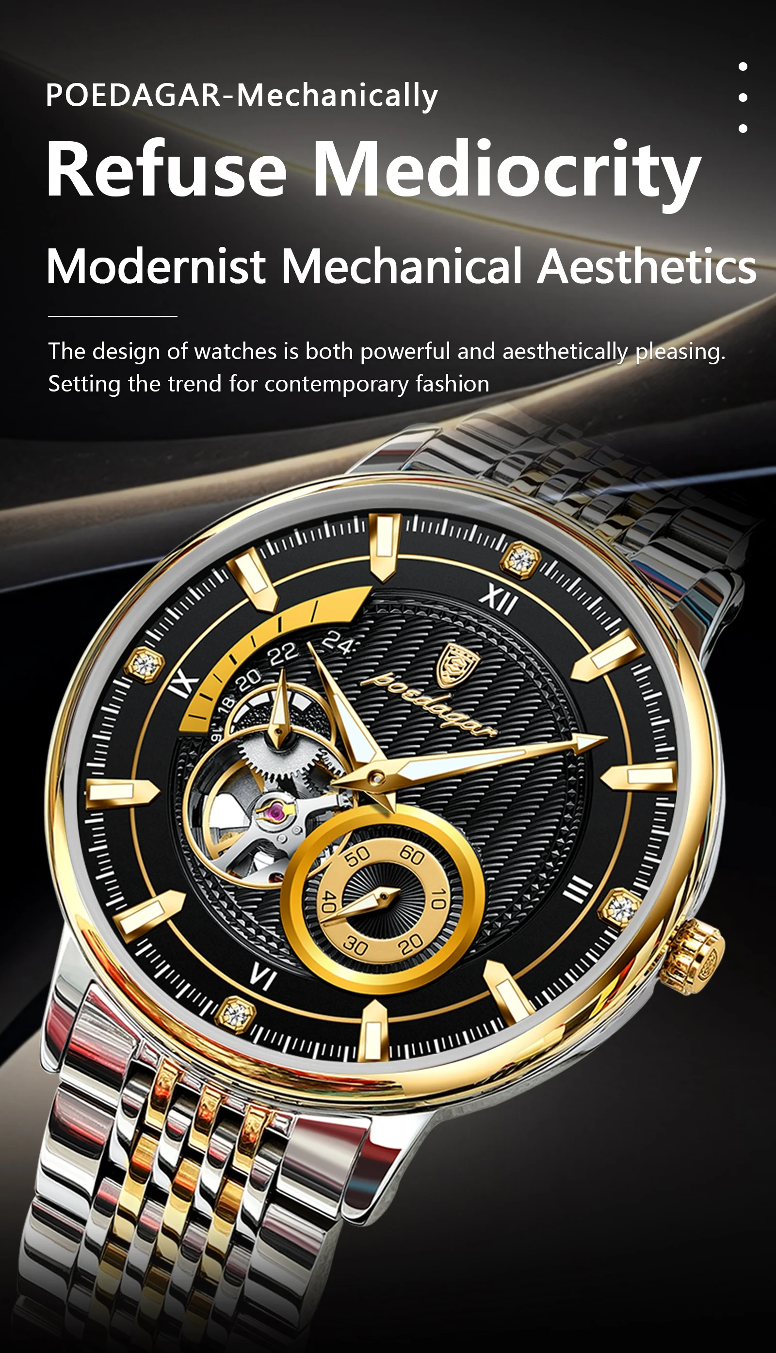 Poedagar 1416 Automatic Waterproof Luminous Mechanical Watch For Men