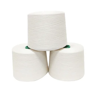 White copper antibacterial yarn   Polyester copper antibacterial staple fibers blended with combed cotton