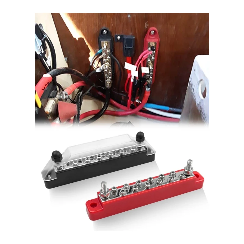 Morsettiera Di Alimentazione 12-48V 150A – 2 Barre Bus Batteria Rosso/Nero Con Terminali M6 (6 Perna) – Per Auto, Yacht, Camper - 3