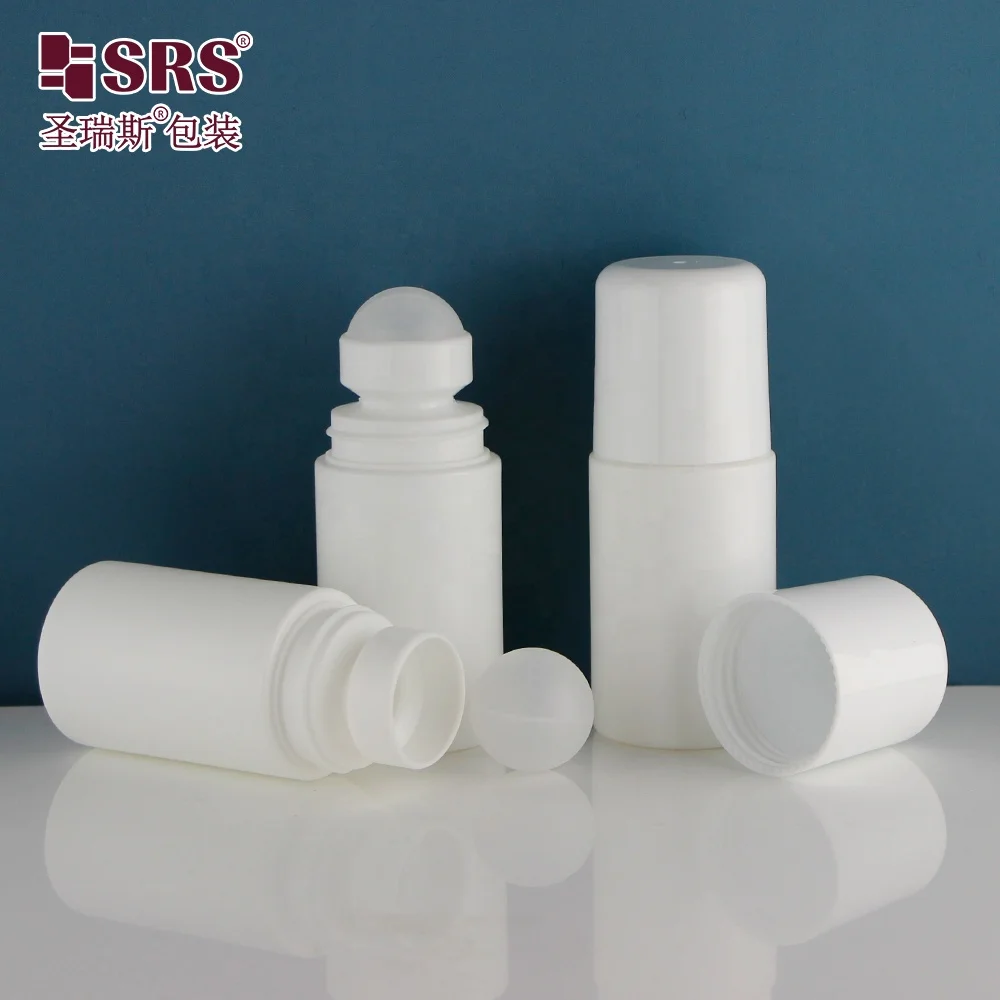 White Color PCR Empty Packaging 60ml Roll on Bottle With Three Kinds of Cap