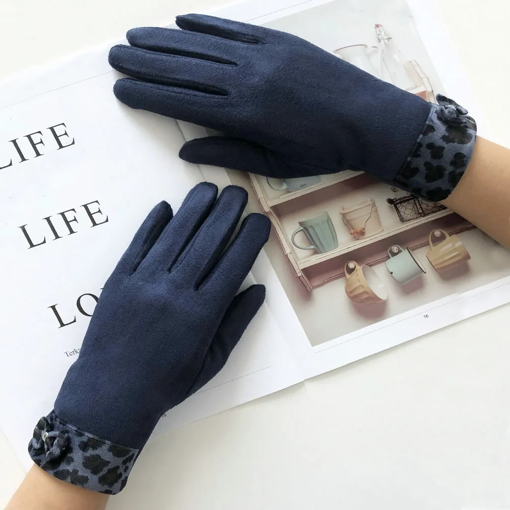 Оптовая продажа женские стильные зимние ветрозащитные бархатные тканевые перчатки для вождения велосипеда