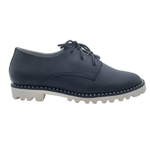 High Quality Classic Casual Lace-up Walking Loafers Women Cow Leather Shoes