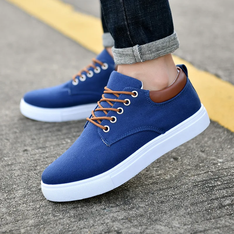 New Canvas Shoes Men Large size Low Cut All Match Non Slip Rubber Sole Flat Heel Round Head Casual Shoes for Men