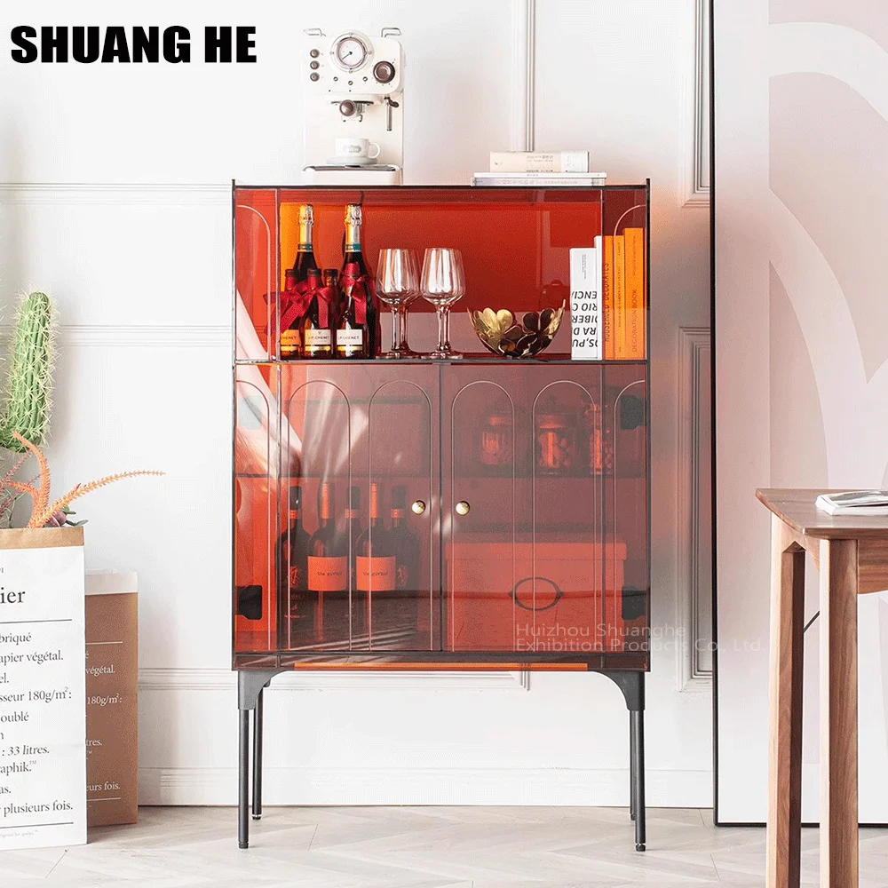 Modern Simple Tall Acrylic Sideboard Storage Cabinets for Home Bar Hotel Kitchen Wine Cabinet & Living Room Corner Application