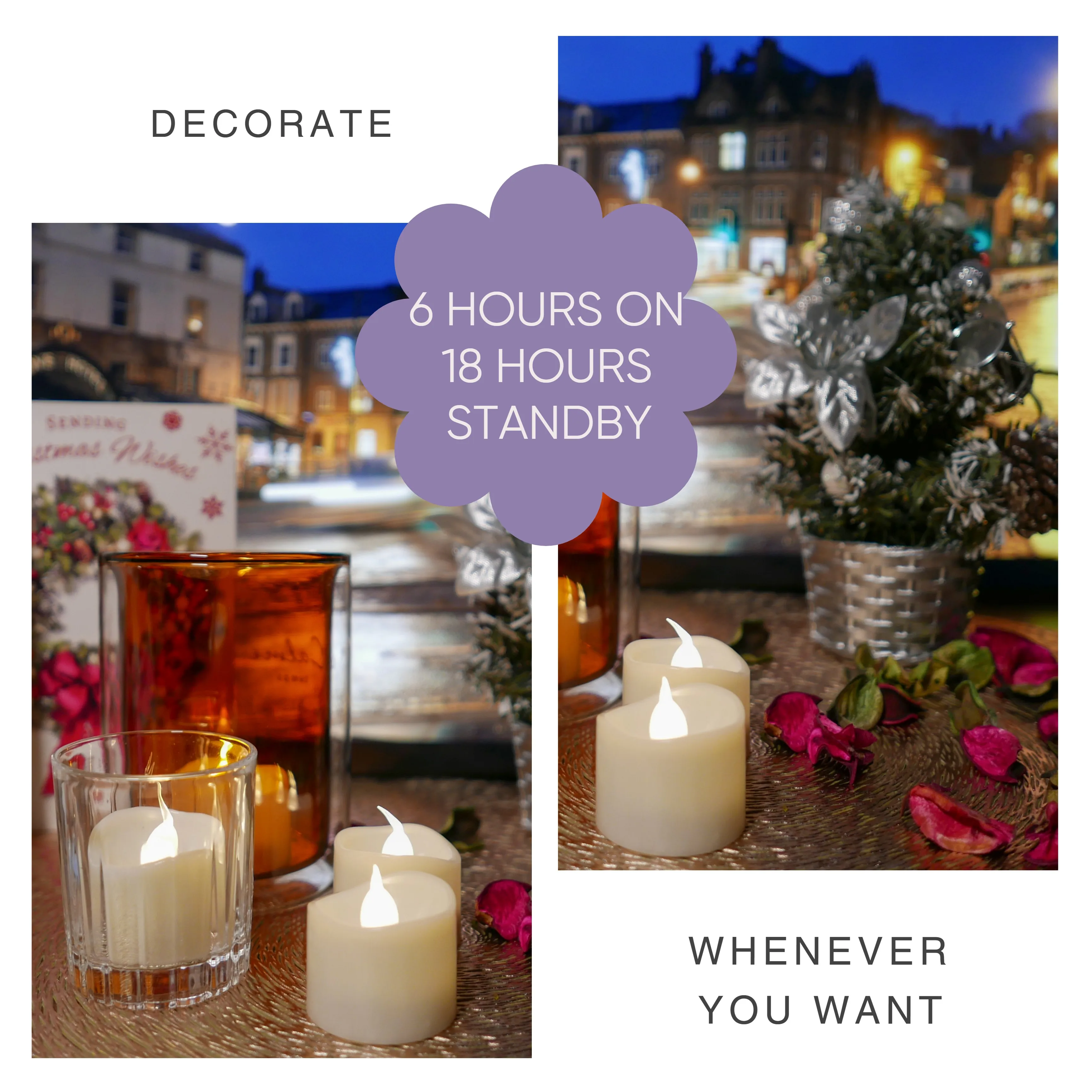 Warm White Flickering Battery Powered Flameless Led Tea Light Candles