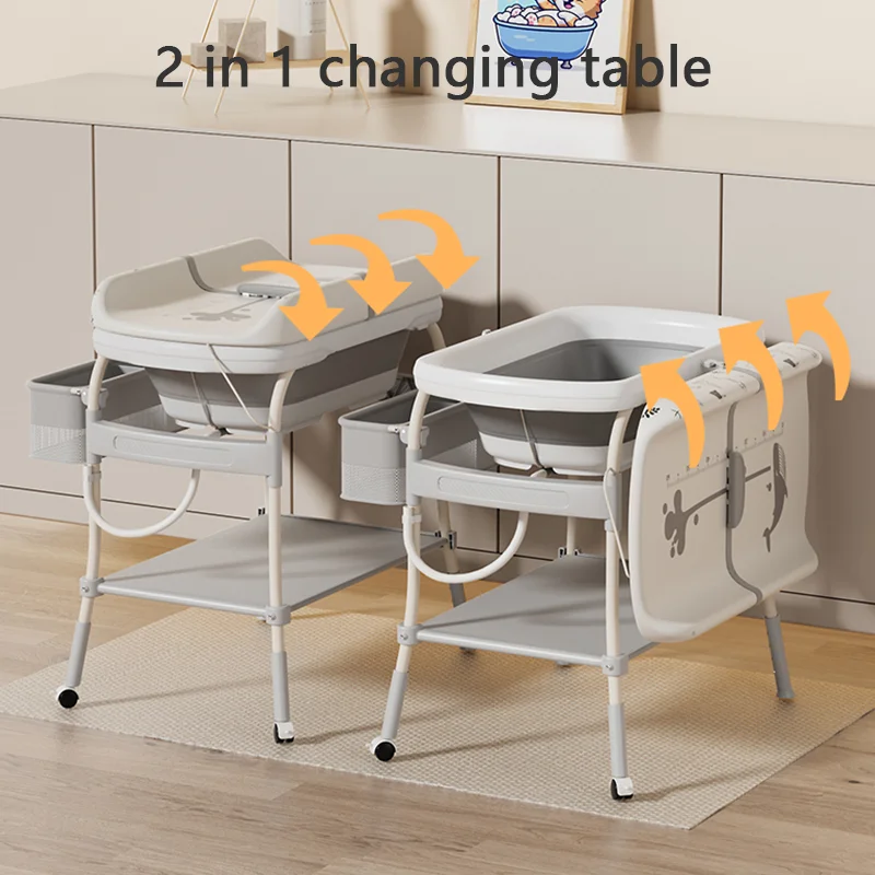 2024 Manufacturer OEM Baby Foldable Standing Diaper Folding Nursing Baby Bathtub Changing Table With Bath Tub
