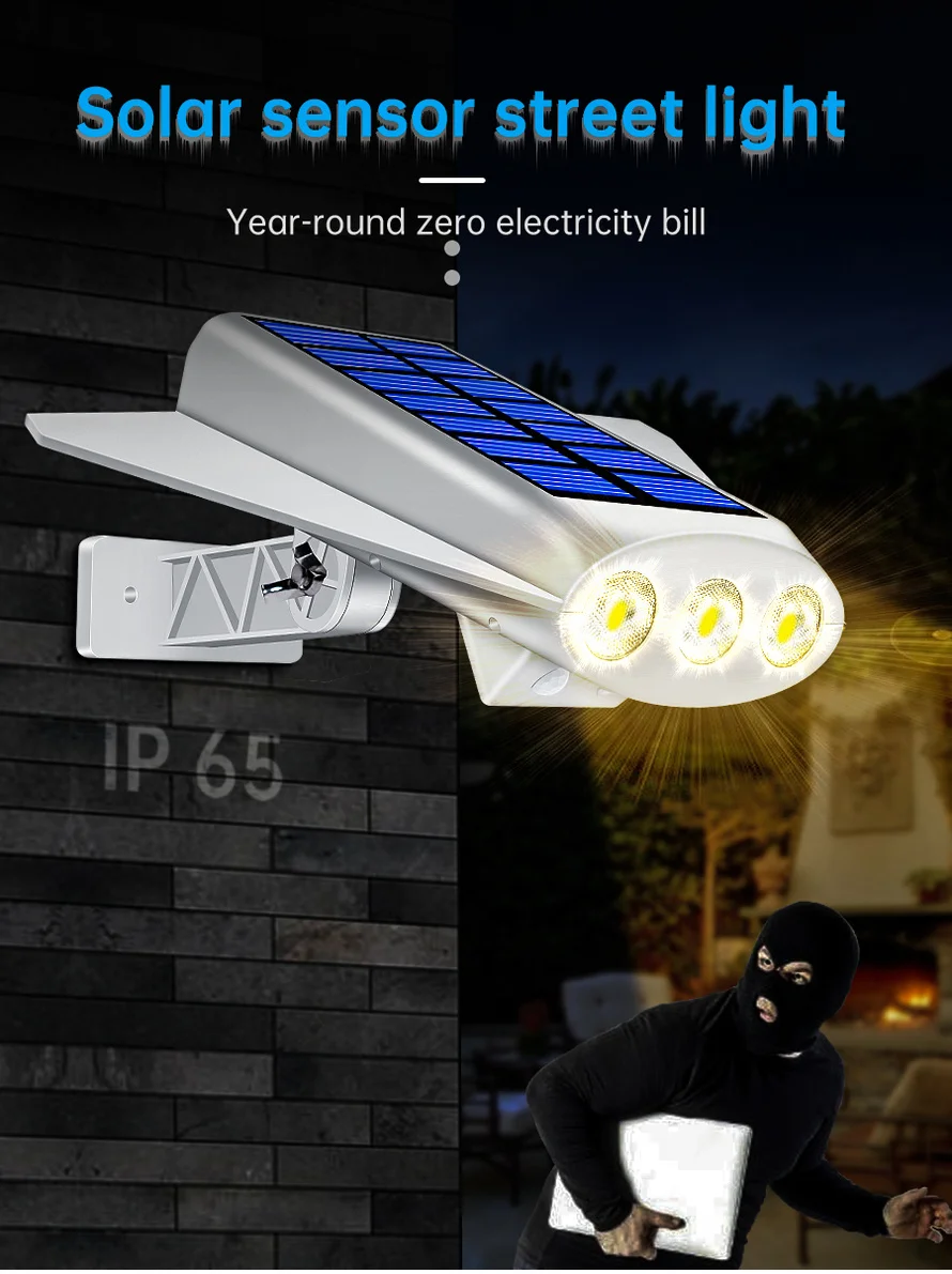 product 360 degree adjustable powerfull solar security sensor led dummy camera light simulation camera wall mounted solar led lights-37