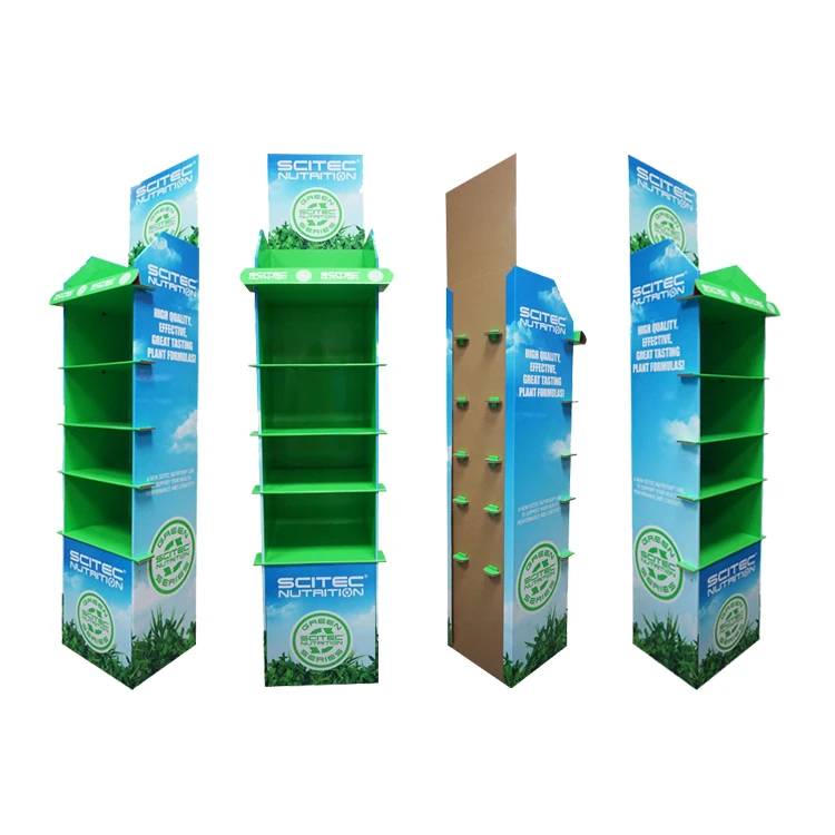 Foldable Cardboard Floor Display Racks Bottle Shape Storage Corrugated Stand for Liquor Retail Shop