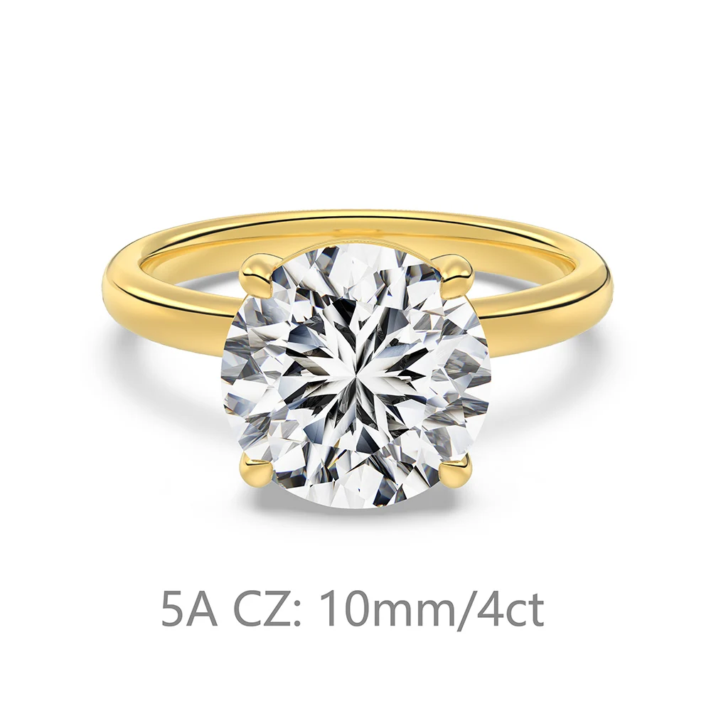 KAKODIY Pearlescent Cubic Zirconia 14K Gold Plated 925 Sterling Silver Round Fine Jewelry for Women Ring Cubic Zirconia Wedding Ring detail 7