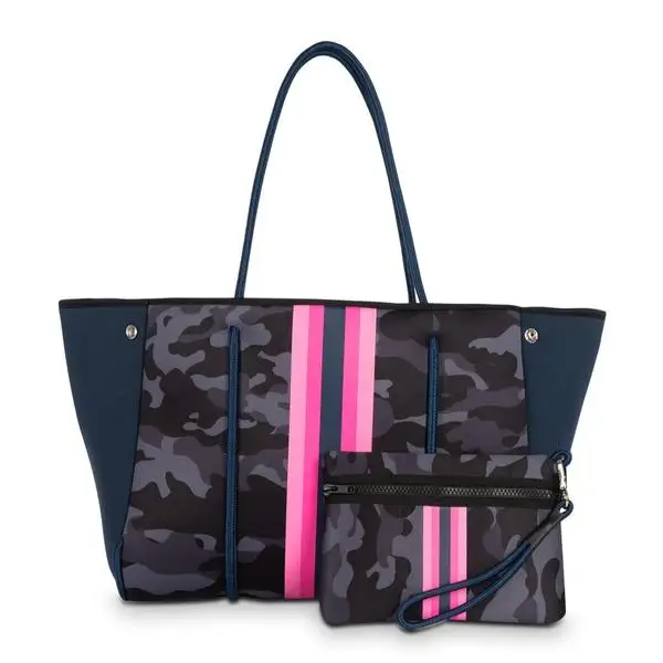 striped neoprene tote bolsa