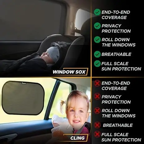 Adjustable Elastic Polyester Car Window Shade Wholesale Heat and UV Protection for Baby Fabric Side Windows Cover