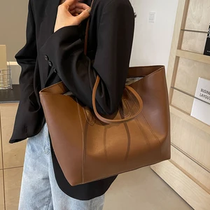Simple and fashionable retro Solid color shoulder bag for women's business travel handbag large capacity handbag tote bag