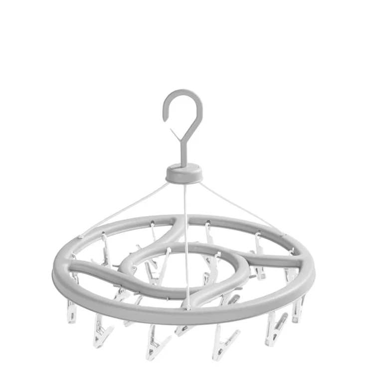 Solely Round Plastic Hanging Drying Rack with 18 Clips