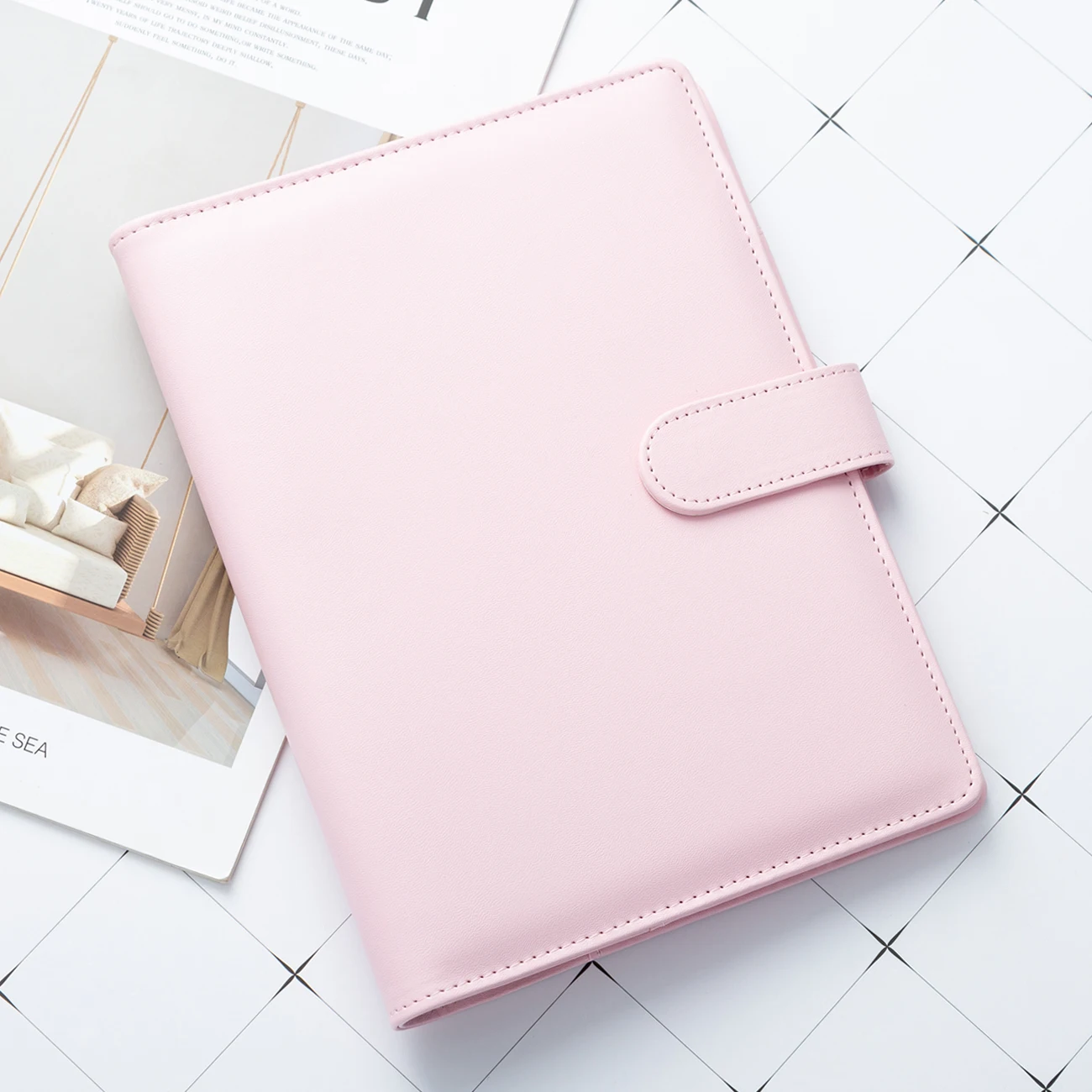 Compra online de A5/A6 Macaron Notebook 6-ring Binder PU Clip-on Loose-leaf  Notebook Papelaria Orçamento Bill Management