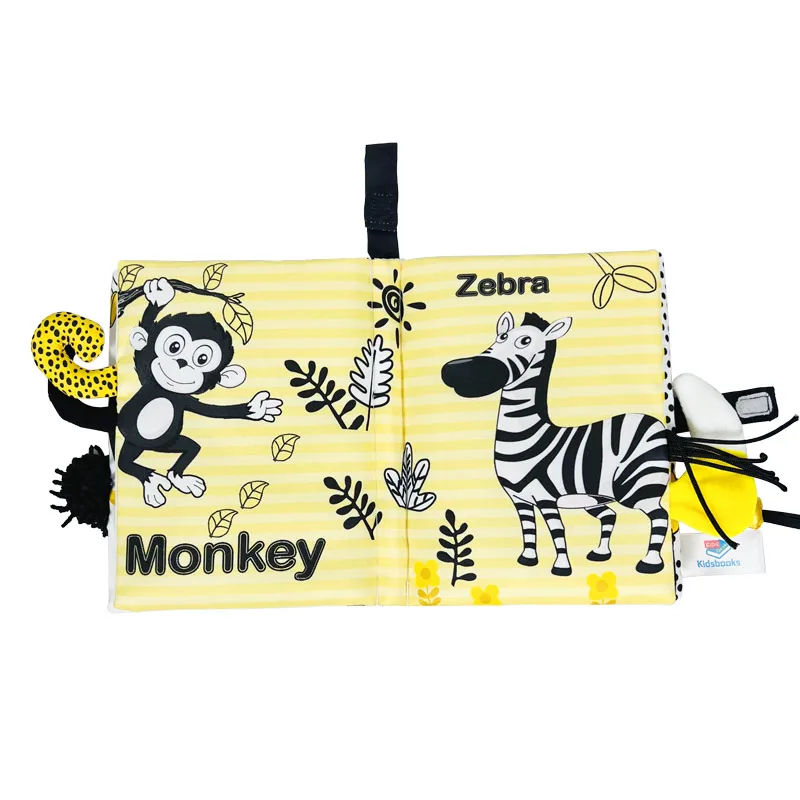 Baby Cloth Book Black And White Yellow Early Education Tail Cloth Book