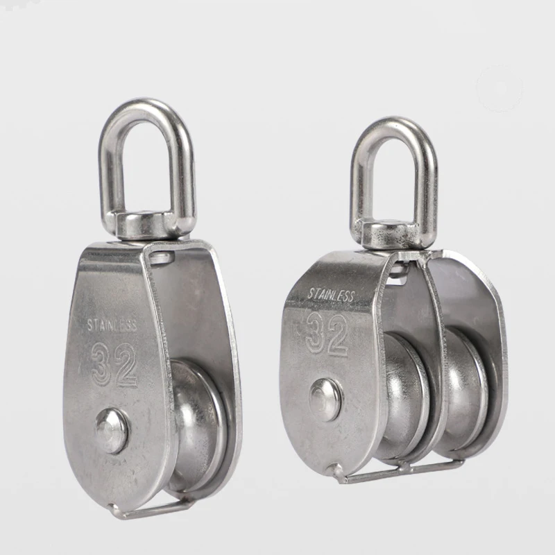 304/316 Stainless Steel Double Pulley Wire Rope Single Or Double Wheel